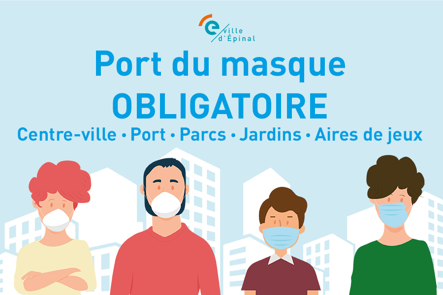 Port du masque obligatoire dans le centre-ville, port, parcs, jardins et aires de jeux d’Épinal jusqu’au 14 avril 2021 inclus