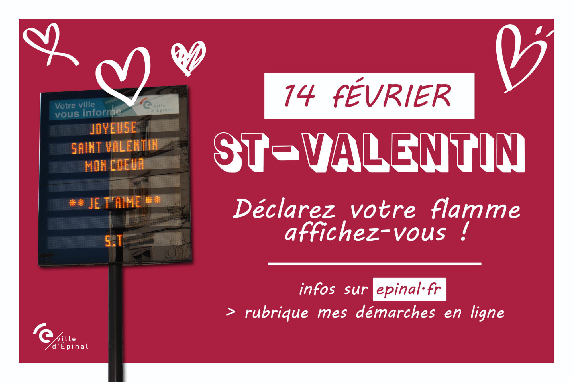 St-Valentin : déclarez votre flamme sur les panneaux électroniques de la Ville